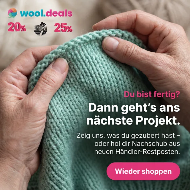Werbemittel: Naheinstellung auf ein fertiges Strickstück